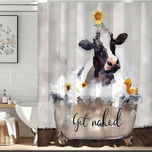 Black and white Holstein cow Shower curtain sunflower - Simply adorable Farmhous